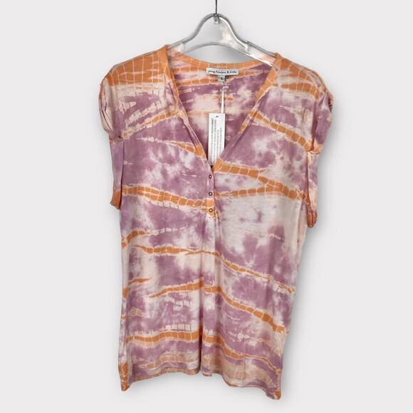 Young Fab & Broke NWT Tee Short Sleeves Tie Dye Purple Peach & White - Picture 3 of 8